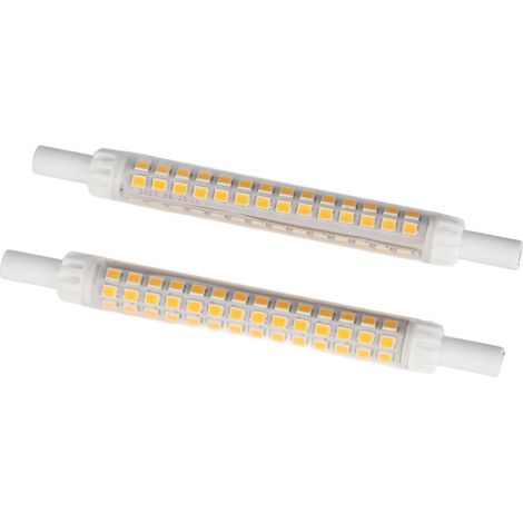 Lot de 2 ampoules R7S à double embout 118 mm 98 LED SMD2835 blanc chaud dimmable céramique + PC pour lustres plafonniers 100-130V (1/5)