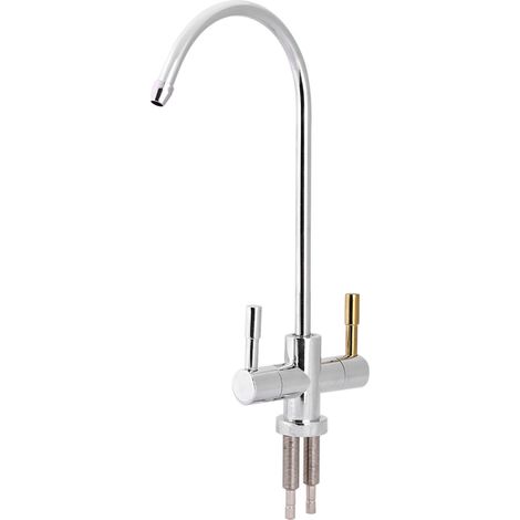 Robinet d'évier chromé à double trou 1/4'' avec filtre à eau potable par osmose inverse (RO) (1/5)