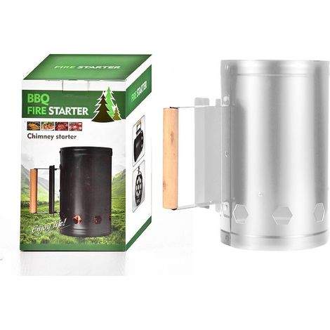 Allume-cheminée à charbon de bois en acier inoxydable résistant à la chaleur, allume-feu rapide pour la cuisine en extérieur, blanc (1/5)