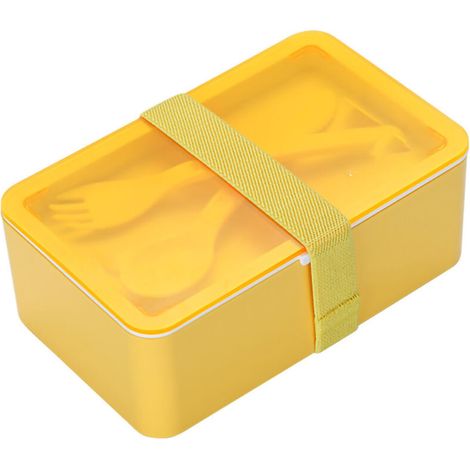 Lunch Box Rectangular Portable Partition Sealed Convenient Lunch Bento Box for Worker Student Office Workers Bright Yellow 1100ML (1/5)