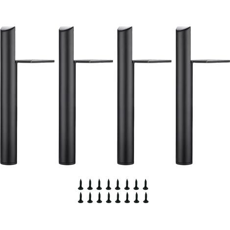 4 pieds de rechange pour meubles en métal, hauteur 15 cm, couleur noire mate, pieds de soutien pour table de chevet (1/5)