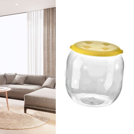 Tabouret de rangement pour jouets, multifonctionnel, innovant, rond et transparent, pour la maison, le salon ou l'entrée, jaune. (1/5)