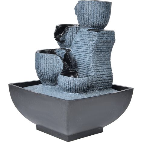 Einzigartiger Tischbrunnen aus Kunstharz mit Beleuchtung, EU-Stecker 220 V – Dekoration für Zuhause, Landschaftsmotiv (1/5)