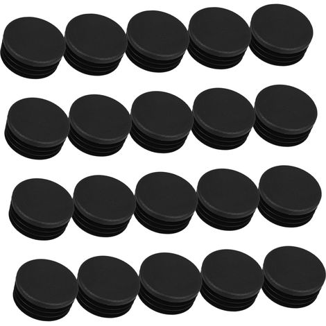 20 embouts ronds en nylon tubes carrés aluminium noirs (1/5)