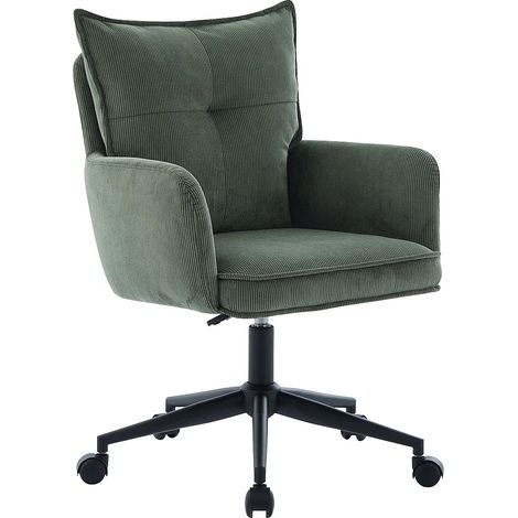 Chaise de bureau - Velours côtelé - Vert et noir - Hauteur réglable - BATARU de Pascal Morabito (1/5)