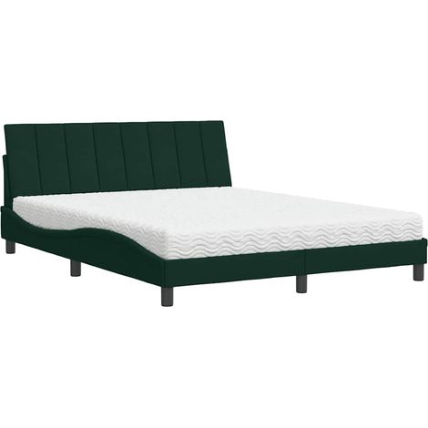 Maison Exclusive - Letto con Materasso Hanko Verde Scuro 160x200 cm in Velluto