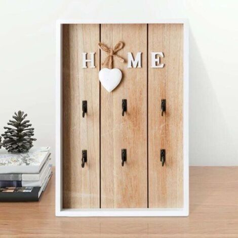 Boîte à Clés en Bois: Boîte à Clés Murale en Bois avec 6 Crochets, Armoire à Clés Moderne en Bois, Porte Clef Mural en Bois, Boîte de Clés Armoire à Blés Pour Salon (1/4)