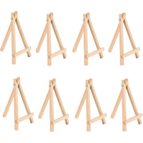 Mini caballete, juego de 8, caballete plegable de madera, soporte para fotos, caballete triangular para pintura, manualidades, álbum de fotos, boda, cumpleaños (15 x 8 cm) (1/5)
