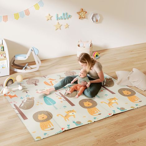Tapis de jeu pour enfant bebe. tapis d'éveil bébé pliable épais réversible en mousse. 196 x 176 x 1.5 cm. multicolore