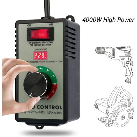 10A Motordrehzahlregler, elektronischer Spannungsregler 220–240 V auf 0–220 V, Rheostat, Drehzahlregler, Drehzahlregler, 220 V AC 4000 W – Crezuo