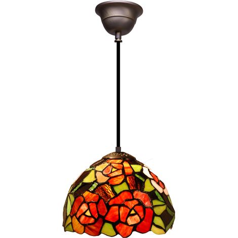 Suspension avec câble noir et abat-jour Tiffany diamètre 20cm Série New York