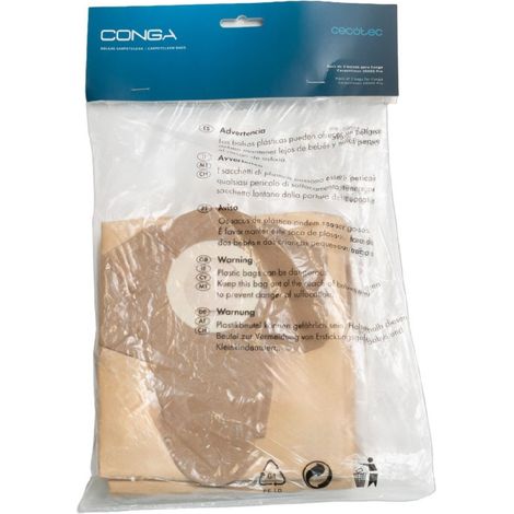 Cecotec Pack de 3 Bolsas de Recambio Originales para el Aspirador Limpiatapicerías Conga CarpetClean 20000 Pro. Alta Capacidad