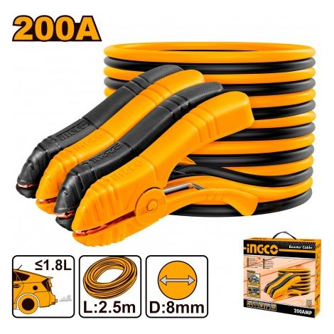Cables para batería de coche de 200 A, 2,5 m