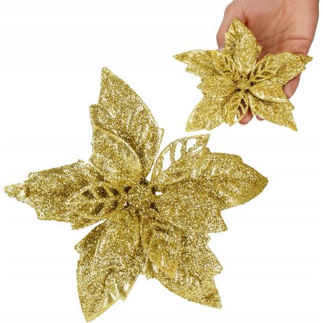 STELLA DI NATALE DECORAZIONE NATALIZIA ORO GLITTER FESTE