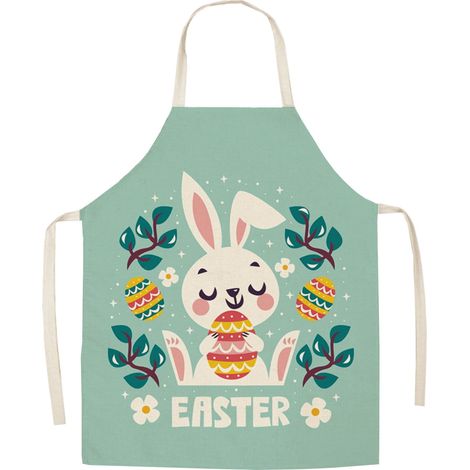 Tablier De Cuisine - Polyester Imprimé Thème Pâques - Pour Adulte - Usage Multifonctionnel En Intérieur Et En Extérieur - 65 x 75 cm - 1 Pièce (1/5)