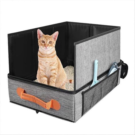 Reise-Katzentoilette, faltbar und mit Deckel, tragbar, mit Reißverschluss und stabilem Boden. (1/5)