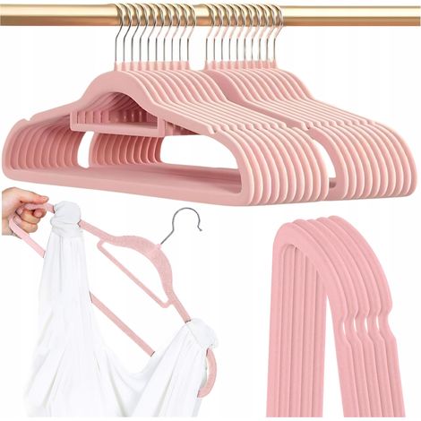 Samtkleiderbügel für Kleidung, 20 Stück, Premium-Samt, rosa (1/5)