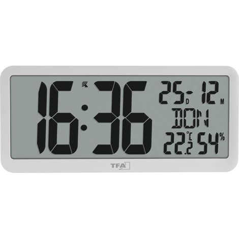 TFA Dostmann 60.4525.02 Radiocontrollato Orologio da parete 356 mm x 27 mm x 161 mm Bianco Display grande