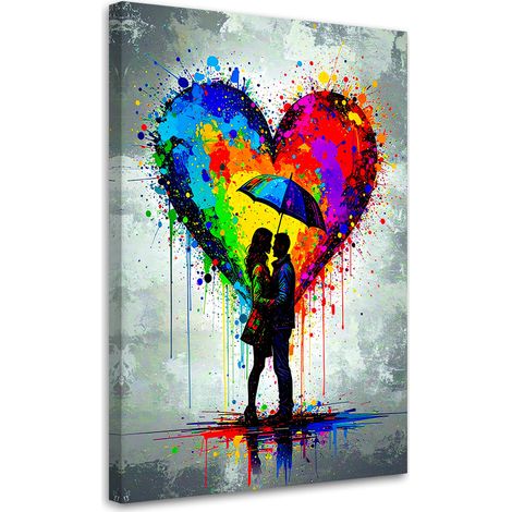 Tableau déco Couple amoureux abstrait 70x100 (1/4)