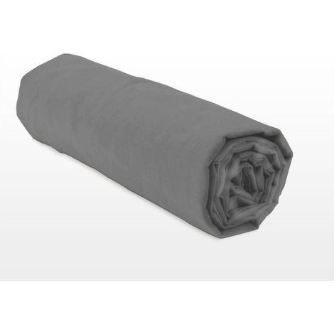 Drap housse uni coton 57 fils gris foncé 140x190 cm bonnet 25cm