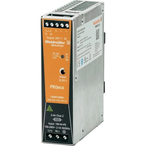 Fuente de alimentación conmutada Weidmuller PRO ECO 72W 24V 1469470000 (1/2)
