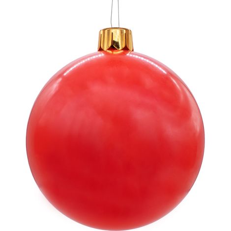 Riesen Weihnachtskugel aufblasbar 45 cm mit Erdspieß - rot - XXL Christbaumkugel Garten Dekoration mit Saugnapf - Aufblasbarer Outdoor Weihnachtsball Baumschmuck extra groß