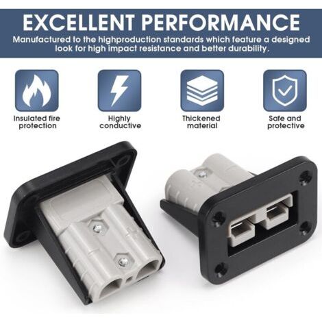 Deux prises de charge encastrées de 50 A avec connecteurs de batterie et plaques de montage, compatibles avec Anderson SB50, montage encastré, adaptées aux camping-cars, camions et chariots élévateurs (1/3)