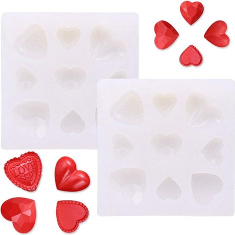Moule à gâteau en silicone 3D en forme de cœur, antiadhésif, pour crèmes glacées, mousses au chocolat, desserts, muffins, savons et résines. Moules en silicone pour fêtes et décoration de gâteaux. (1/5)