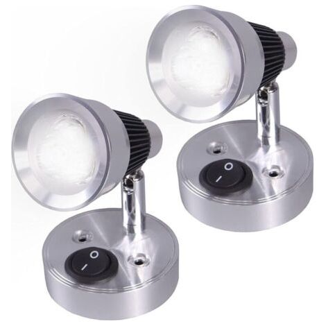 12V LED Spot Lampe de Lecture Murale 2 pièces Auto LED Lumière Interrupteur réglable Intérieure Caravane Van Lumière pour Camping-Car, Camper Van, Bateau (Froid Blanc)dyk-