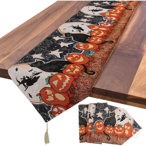 Nappe à franges ciel étoilé (1 pièce), chemin de table d'Halloween (1/5)
