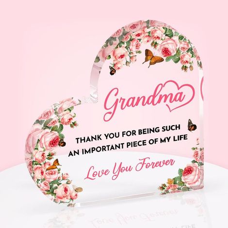 Plaque décorative cœur en acrylique, cadeau souvenir pour papa maman sœur ou famille, décoration élégante à poser(15 cm) (1/4)