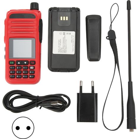 Radio bidirectionnelle portable UHF VHF AM FM avec écran couleur 1,44 pouce, talkie-walkie multi-bandes, transceiver mains libres, prise UE 100-240V AC, noir. (1/5)