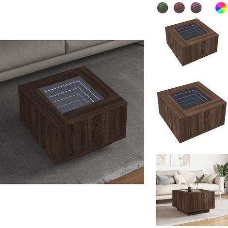 LED-Couchtisch Braun Eichen-Optik 60x60x40 cm Holzwerkstoff - Couchtisch - Couchtische - Beistelltisch - Sofatisch (1/5)