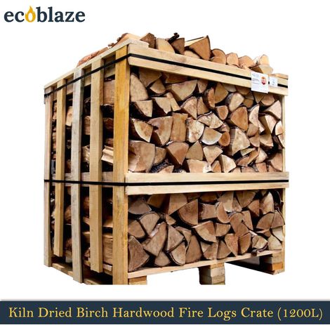 Ecoblaze Kiln Dried Birch Hardwood Firewood Logs 1200L Crate for Wood Burner (1/5)