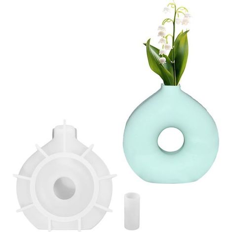 Moule pour vase en résine époxy 1 pièce, translucide, en silicone, réutilisable Convient pour la fabrication de vases, de bougeoirs et de projets de bricolage. (1/5)