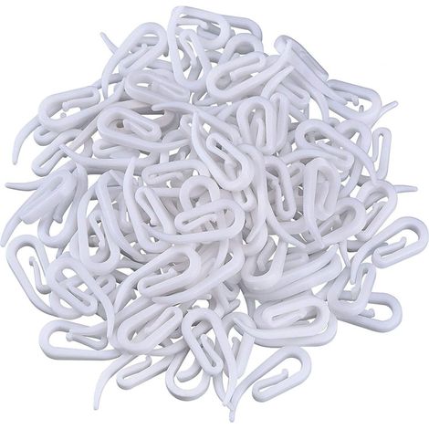 Schneespitze Confezione da 200 ganci per tende, ganci in plastica per tende, ganci per asta per tende da doccia/tende/tende per finestre/pieghe a matita, 28 x 12 mm