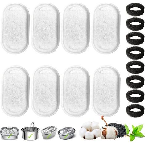 + 8-teiliger Katzenbrunnenfilter, Ersatzfilter für 3,2-Liter- und 2-Liter-Edelstahl-Trinkbrunnen für Katzen und Hunde, mit Kohle- und Schaumstofffiltern (1/5)