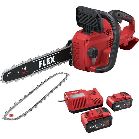 Flex Akku-Kettensäge 18 V GCS 35 2x18-EC mit 2 Akkus 8,0 Ah, Ladgerät, 2 x Kette