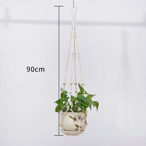 -6 Paniers suspendus en macramé faits main pour plantes, pots de jardin, supports pour balcon, décoration murale en macramé avec corde de levage nouée, décoration intérieure (1/4)