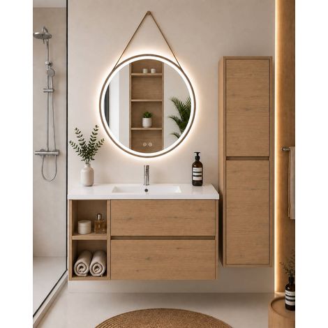 Meuble de salle de bain avec vasque ORIGENBATH ZEUS sans miroir 100x40 cm À gauche estepa avec colonne
