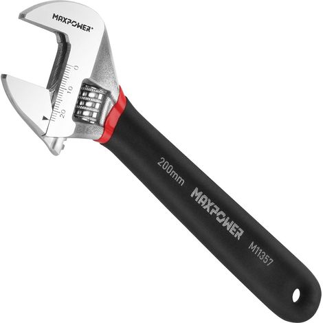 MAXPOWER Adjustable Spanner 200mm, Adjustable Wrench Shifter Spanners with Soft Grip and Dual Scale SAE and Metric (8-inch/200mm) (1/5)
