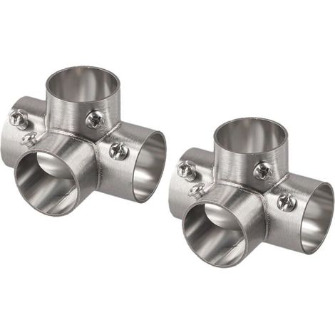 Raccord à bride en acier inoxydable pour tuyaux de 26 mm, raccord tuyau angle droit étagères, serres et meubles (angle 4 voies) - Right angled way (1/4)