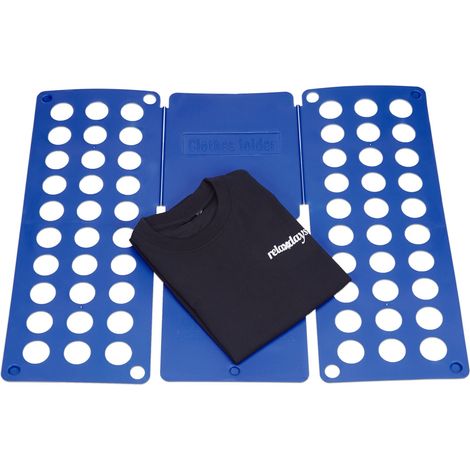Relaxdays Faltbrett 2. Generation, Wäschefalter XXL, T-Shirt Falthilfe, Wäschefaltbrett für Erwachsene, 60x70cm, blau