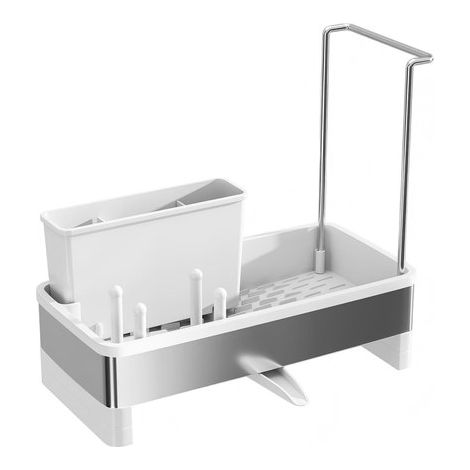 Amplio escurridor de cocina para el fregadero，con desagüe automático，cubo de almacenamiento de acero inoxidable para el fregadero (1/5)