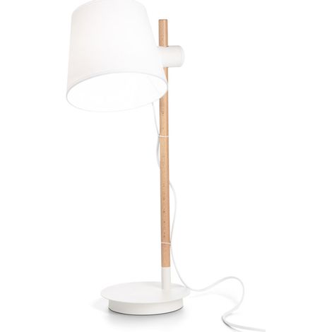 Lampade Da Scrivania-Ufficio Industrial-Minimal Axel Legno Bianco 1 Luce E27 (1/3)