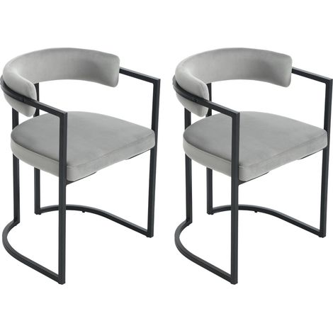 Dining Chairs 2Pcs Upholstered in Velvet Modern Leisure Kitchen Chairs for Living Room Restaurant Cafe, Gray, Washon