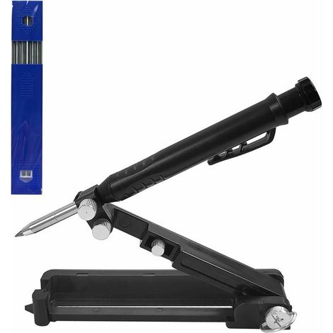 Multifunctional Scribing Tool, with 6 Marker Refills, Saker 3 in 1 Deep Hole Woodworking Pens, DIY Wood Floor Angle Measuring Tool Scribing Tool (1/5)