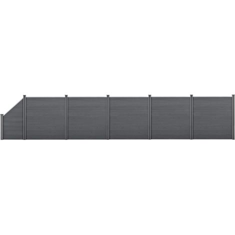 WPC Gartenzaun mit Schrägelement 183x973 cm grau [neu.holz] (1/5)