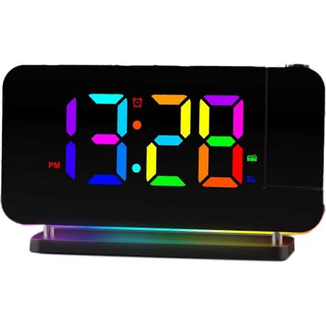 FM-Radiowecker mit Projektion, RGB-Nachtlicht und schwarzem Display