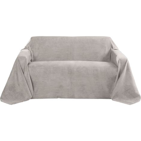 Beautissu – Couvre-lit 210x280 cm en daim gris clair – Plaid léger et doux – Lisières tissées pour durabilité – Lavable à 30°C